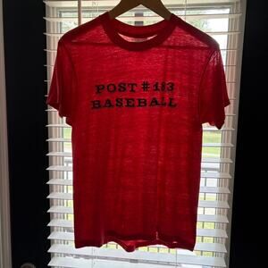 Vintage Paper Thin Burnout T-Shirt Size S 1970s Red Single Stitch Hanes